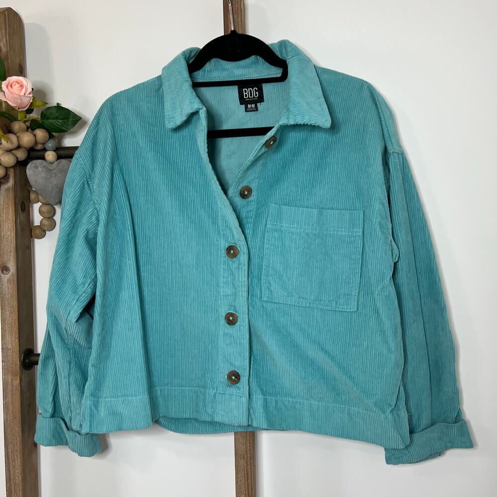 BDG Urban Outfitters Teal Corduroy Button Down Shacket Size Medium - Picture 2 of 7